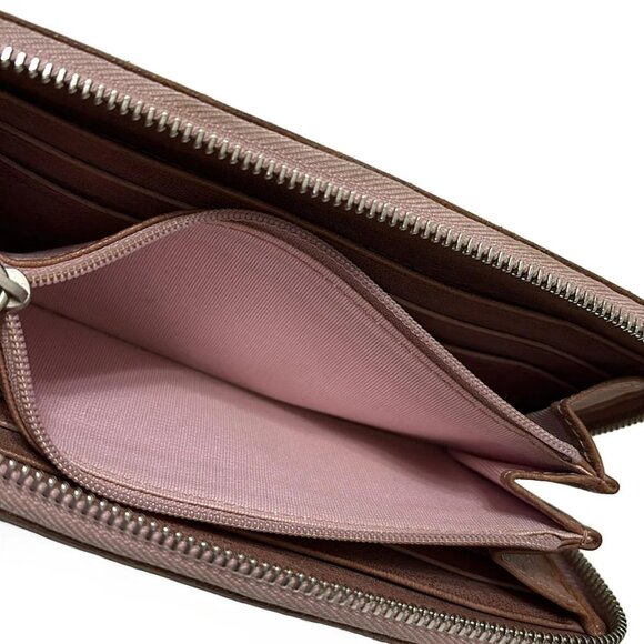 Auth JIMMY CHOO Philippa - Dark Brown Silver Leather Hardware Long Wallet - Picture 6 of 7